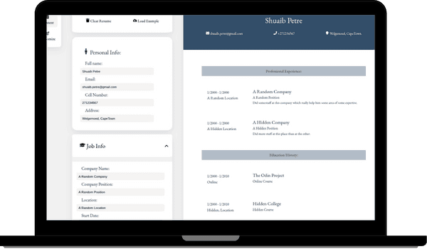 Screenshot of project