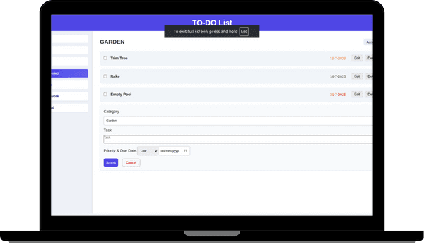 Screenshot of project